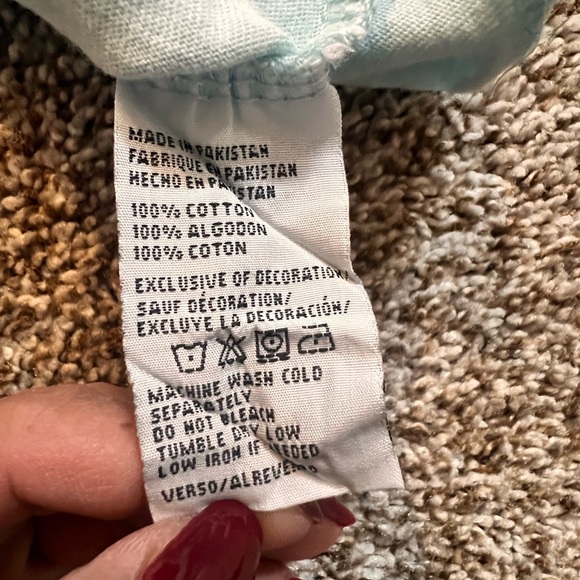 Light Blue OVERsized Crop top T-shirt Thick 100% Cotton U.S. Vtg Quality Goods - Picture 6 of 11